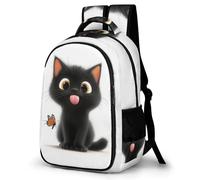 WECECE Children Cute Kitten Back pack Age 8-13 Students Bookbag Boys Girls Black Cat Rucksack, Trendy Durable for Secondary School and School Travel and Outdoor