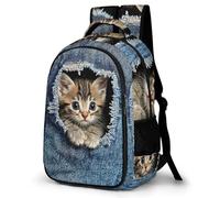WECECE Children Cute Kitten Back pack for Year 4-8 7-11 Years with Age 13 Boys Rucksack Girls Cat Daypack, Fashion Backpack for Autumn Outing and Travel