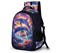 WECECE Children Dolphins Backpack for Primary School Age 8-14 Boys Rucksack Girls Sea Creatures Back pack, Lightweight Durable for Back to School Gift and Daily Use