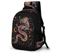 WECECE Children Dragon Print Daypack for Secondary Years 11-16 Years, Boys Daypack, Girls Chinese Style School Bag, Lightweight and Durable for Back to School Gift and Daily Use