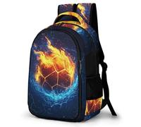 WECECE Children Fire Football Motif Bookbag Age 7-11, Students School Backpack, Boys Girls Soccer Ball Backpack, Trendy Durable for Primary School and Autumn Outing and Travel