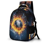 WECECE Children Fire Football Pattern Rucksack Age 7-11, 11.6 Inch Laptop Backpack, Boys Girls Football Bookbag for Primary Years, Cool Durable for Daily Use Travel and Hiking