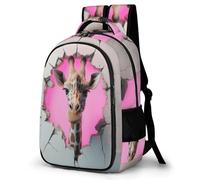 WECECE Children Funny Giraffe Motif Daypack Age 9-15, Students Rucksack, Boys Girls Animal School Backpack, Lightweight Durable for Junior School and Travel Outdoor and Day Trips