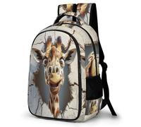 WECECE Children Funny Giraffe Motif Daypack for Secondary Years 11-16 Years, Boys Daypack, Girls Animals School Bag, Lightweight and Durable for Back to School Gift and Daily Use