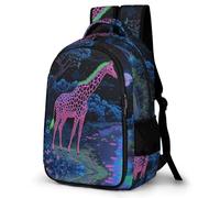 WECECE Children Giraffe Motif Backpack Age 8-14, 11.6 Inch Laptop Rucksack, Boys Girls Animal Print Daypack for Primary Years, Fashion School Bag for Spring Outing and Autumn Trip
