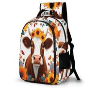 WECECE Children Highland Cattle Backpack Age 8-14 11.6 Inch Laptop Rucksack Boys Girls Animal Bull Daypack for Primary Years, Fashion School Bag for Spring Outing and Autumn Trip