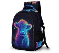 WECECE Children Highland Cow Back pack for Year 4-8 7-11 Years with Age 13 Refrigerator Door Boys Rucksack, Girls Bull Motif Daypack, Fashion Backpack for Autumn Outing and Travel