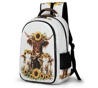 WECECE Children Highland Cow Design Back pack for Year 4-8 7-11 Years with Age 13 Refrigerator Door Boys Rucksack, Girls Cow Daypack, Fashion Backpack for Autumn Outing and Travel