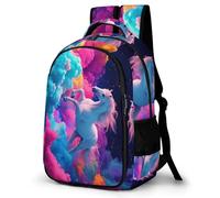 WECECE Children Horse Motif Backpack 10-16 Years, Students Rucksack, Boys Girls Animal Pattern Daypack, Lightweight and Durable for Year 7-10 and Back to School Gift and Daily Use
