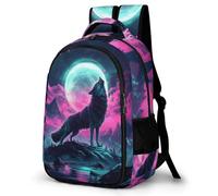 WECECE Children Howling Wolf School Bag for Junior School 7-11 Years with Age 13 Boys Daypack Girls Animal Wolves Bookbag, Cool Durable for Travel Outdoor and Day Trips