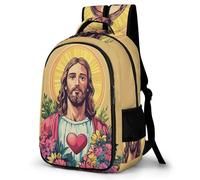 WECECE Children Jesus Back pack Age 7-11, 14 Inch Laptop Backpack, Boys Girls Jesus Christian Design Daypack for Secondary Years, Modern Stylish for Daily Use Travel and Hiking