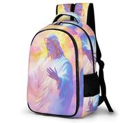 WECECE Children Jesus Pattern Back pack Age 8-14, 15.6 Inch Laptop School Bag, Boys Girls Jesus Christian Daypack for Year 5-9, Stylish Durable for Daily Use Travel and Hiking