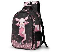 WECECE Children Kawaii Axolotl School Bag for Primary to Secondary 9-15 Years Boys Backpack Girls Salamander School Bag, Cool Durable for Travel Hiking and Day Trips