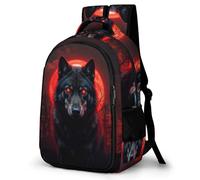WECECE Children Moon Wolf School Bag for Primary to Secondary 9-15 Years Boys Backpack Girls Full-Moon Wolves School Bag, Cool Durable for Travel Hiking and Day Trips