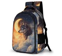 WECECE Children Moon Wolves Rucksack Age 7-11 11.6 Inch Laptop Backpack Boys Girls Wolf Bookbag for Primary Years, Cool Durable for Daily Use Travel and Hiking