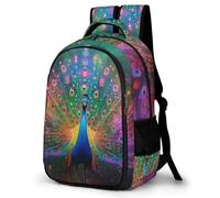 WECECE Children Peacock Motif Daypack for Secondary Years 11-16 Years, Boys Daypack, Girls Animal Print School Bag, Lightweight and Durable for Back to School Gift and Daily Use