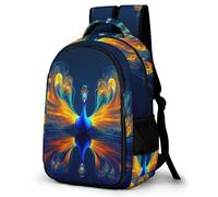 WECECE Children Peacock Print Backpack Age 8-14, 11.6 Inch Laptop Rucksack, Boys Girls Animal Motif Daypack for Primary Years, Fashion School Bag for Spring Outing and Autumn Trip