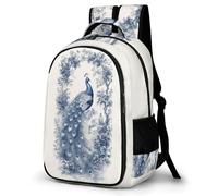WECECE Children Peacock Print Backpack Age 8-14, 11.6 Inch Laptop Rucksack, Boys Girls Animal Motif Daypack for Primary Years, Fashion School Bag for Spring Outing and Autumn Trip