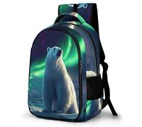 WECECE Children Polar Bear And Aurora Back pack for School Years 4-8 Ages 9-13, Boys Rucksack, Girls Animal Rucksack, Stylish and Durable for Back to School Gift and Daily Use