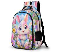 WECECE Children Rabbit School Bag 10-16 Years 16.5 Inch Laptop Rucksack Boys Girls Cute Rabbit Daypack for Primary School Stylish Durable for Outdoor Travel and Hiking