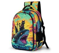 WECECE Children Shark Cat Back pack Age 8-13 Students Backpack Boys Girls Ocean Creature School Backpack, Lightweight and Durable for Secondary School and Autumn Outing and Travel