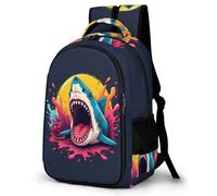 WECECE Children Shark Pattern Backpack 10-16 Years, Students Rucksack, Boys Girls Sea Creature Daypack, Lightweight and Durable for Year 7-10 and Back to School Gift and Daily Use