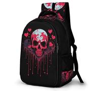 WECECE Children Skull Daypack for Secondary Years 11-16 Years Boys Daypack Girls Hearts School Bag, Lightweight and Durable for Back to School Gift and Daily Use