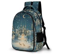 WECECE Children Snow Deer Daypack Age 9-15, Students Rucksack, Boys Girls Christmas Theme School Backpack, Lightweight Durable for Junior School and Travel Outdoor and Day Trips