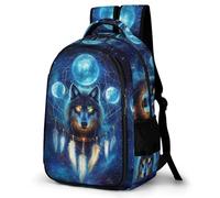 WECECE Children Wolves Dreamcatcher Back pack for Primary to Secondary Ages 10-15 Boys School Backpack Girls Wolf Daypack, Fashion School Bag for Travel Outdoor and Day Trips