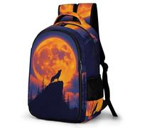 WECECE Children Wolves Moon Back pack Age 8-14 15.6 Inch Laptop Backpack Boys Girls Full Moon Wolf School Bag for Year 7-10, Cool Durable for Travel Hiking and Day Trips