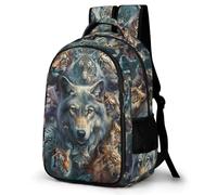 WECECE Children Wolves Tiger Motif Daypack Age 8-14, Students Backpack, Boys Girls Animal Wolf Back pack, Lightweight Durable for Year 4-8 and Outdoor Travel and Spring Trip