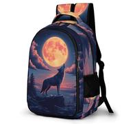 WECECE Children's Backpack for School, Schoolbag Full-Moon Wolves Large Capacity Students Bookbag Moon Wolf Rucksack Knapsack for Boys Girls Teen