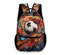 WECECE Colourful Football Backpack Kids Ages 6-10 Years Primary Kids Soccer Daypack Year 1-5 Teens Practical School Bag Rucksack 43x32x15cm for Outdoor Day Trips Books Notebooks