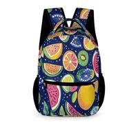 WECECE Colourful Fruits Backpack School Kids Age 13 Older Kids Fruit Pattern Rucksack Year 8 Students Modern School Bag Bookbag 43x32x15cm for Birthday Gift Books Notebooks