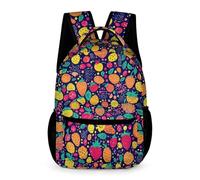 WECECE Colourful Fruits Backpack School Kids Age 13 Older Kids Fruit Pattern Rucksack Year 8 Students Modern School Bag Bookbag 43x32x15cm for Birthday Gift Books Notebooks