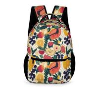 WECECE Colourful Fruits Backpack School Kids Age 13 Older Kids Fruit Pattern Rucksack Year 8 Students Modern School Bag Bookbag 43x32x15cm for Birthday Gift Books Notebooks
