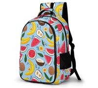 WECECE Colourful Fruits Book Bag Girls 12-16 Year Olds Fruit Pattern Rucksack Teens Year 6-8 Durable Daypack for Kids and Teens Daily Use Hiking Day Trips Birthday Gift
