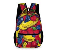 WECECE Colourful Fruits Bookbag Students for Boys and Girls 8-11 Years Fruit Pattern Backpack Years 4-6 Durable School Bag Books Bottle Umbrella School Trips Travel