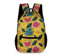 WECECE Colourful Fruits Print Rucksack Boys Age 13 Older Kids Fruit Pattern School Backpack Year 8 Girls Lightweight Bookbag 43x32x15cm for Daily Lessons Books Notebooks