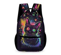 WECECE Colourful Kitten Rucksack Boys Ages 6-9 Years Primary Kids Animal Cat Motif Backpack Year 1-4 Girls Trendy School Bag 43x32x15cm for Daily Lessons Books Notebooks