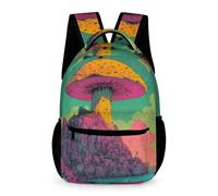 WECECE Colourful Mushroom Rucksack Boys and Girls Age 8 Primary Kids Plant Theme Backpack Year 3 Kids Lightweight School Bag 43x32x15cm for Books and Notebooks Daily Study