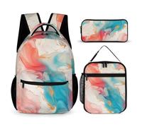 WECECE Colourful Pattern Backpack 3 Piece Set for Kids 6-8 Years, Colourful School Backpack 3 Piece Set Year 4 for Girls Camping Holidays Outdoor Activities and Learning Sessions