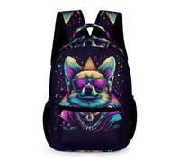 WECECE Cool Corgi Dog Backpack Boys and Girls Age 7 Primary Kids Animal Puppy School Bag Year 2 Kids Everyday Rucksack Book Bag 43x32x15cm for Books and Notebooks Daily Study
