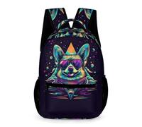 WECECE Cool Corgi Puppy Backpack Young Students Age 9 Primary Kids Funny Dog Rucksack Year 4 Boys Girls Everyday School Bag Bookbag 43x32x15cm for Study Travel Books Notebooks