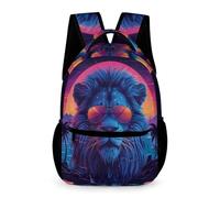 WECECE Cool Lion Backpack Boys and Girls Ages 9-13 Years Primary Kids Animal Lion School Bag Year 4-8 Kids Trendy Rucksack Book Bag 43x32x15cm for Books and Notebooks Daily Study