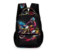 WECECE Cool Motocross School Backpack Kids and Teens Age 9 Primary Kids Moto Book Bag Year 4 Students Lightweight Daypack Rucksack 43x32x15cm for Day Trips Travel Books Notebooks