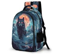 WECECE Cool Wolves Backpack Kids Junior School Animal Wolf Design Daypack Students 12-16 Year Olds Fashion School Bag Rucksack Students 13.3 Inch Laptop Rucksack Outdoor