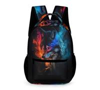 WECECE Cool Wolves Bookbag Preschool Primary Kids Children for Boys Age 7 Animal Wolf School Backpack for Girls Year 1 with Front Pocket Rucksack Daily Items Class Daily Use