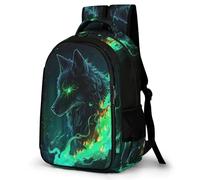 WECECE Cool Wolves Motif School Backpack for Middle School Boys Rucksack Animal Wolf Kids Bookbag Lightweight Back Pack Daily Daypack