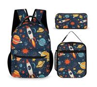 WECECE Cosmos Backpack School Supplies Bundle for Girls 10-12 Years, Planet Book Pack with Pencil Case and Lunch Bag Year 1 for Girls Sports Clubs Holiday Travel and Daily Carry